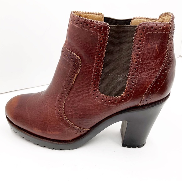 {SPERRY TOP-SIDER} Claremont Chelsea Maroon Leather Pebbled Lug Booties - Picture 4 of 16